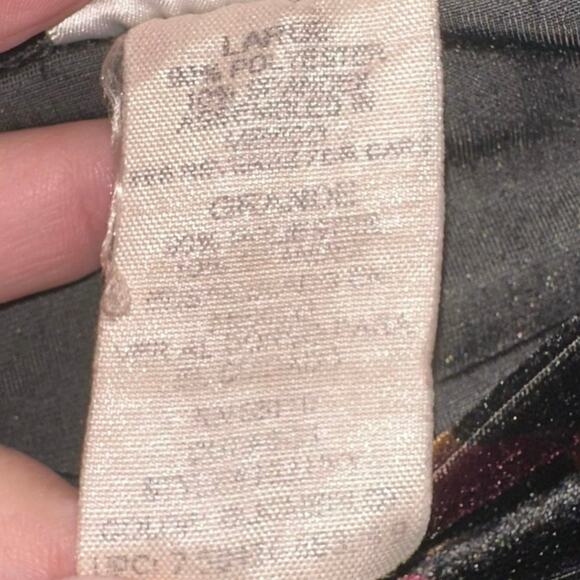 Kathie Lee Collection Velvet Skirt Floral Burnout Midi Black Red Size L Vintage - Picture 5 of 6